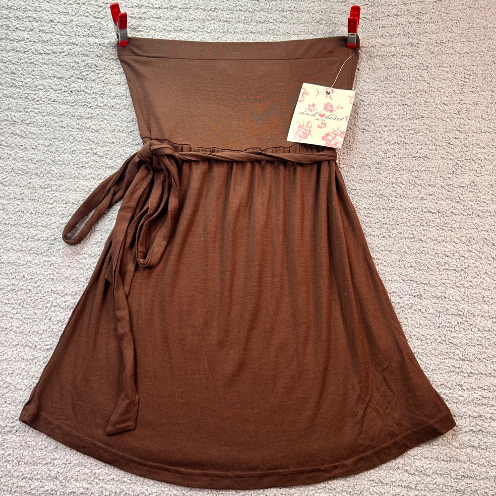 Derek Heart Tube Top Babydoll Brown Small Y2K Indie Boho Retro 2000s